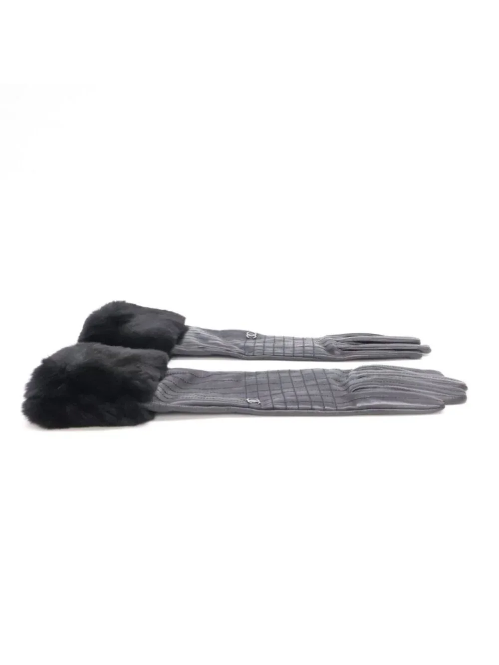 Chanel CC Logo Rabbit Fur Sheep Leather Gloves
